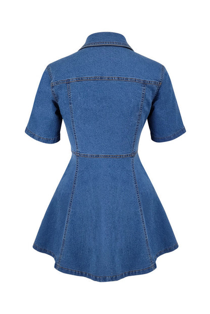 Short Sleeve Denim Mini Dress