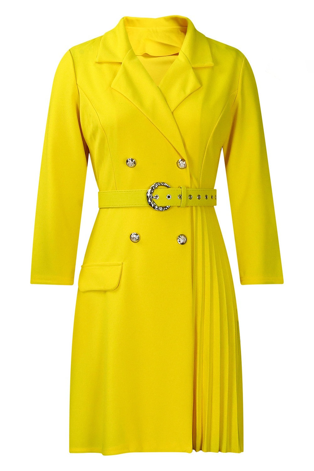 Pleated Patchwork Midi Blazer Dress