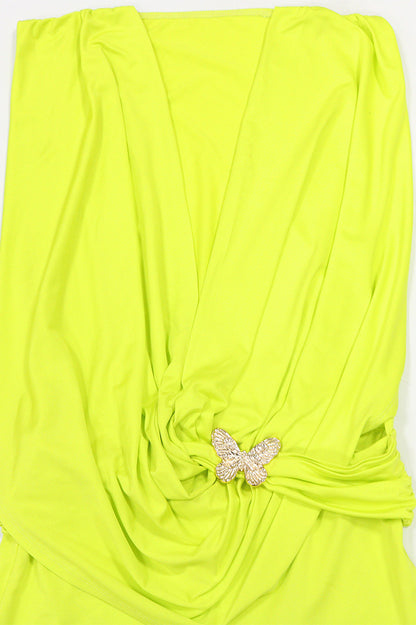 Draped V Neck Capri Romper