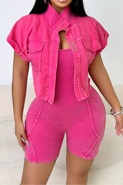 Vintage Washed Rompers & Jacket Set