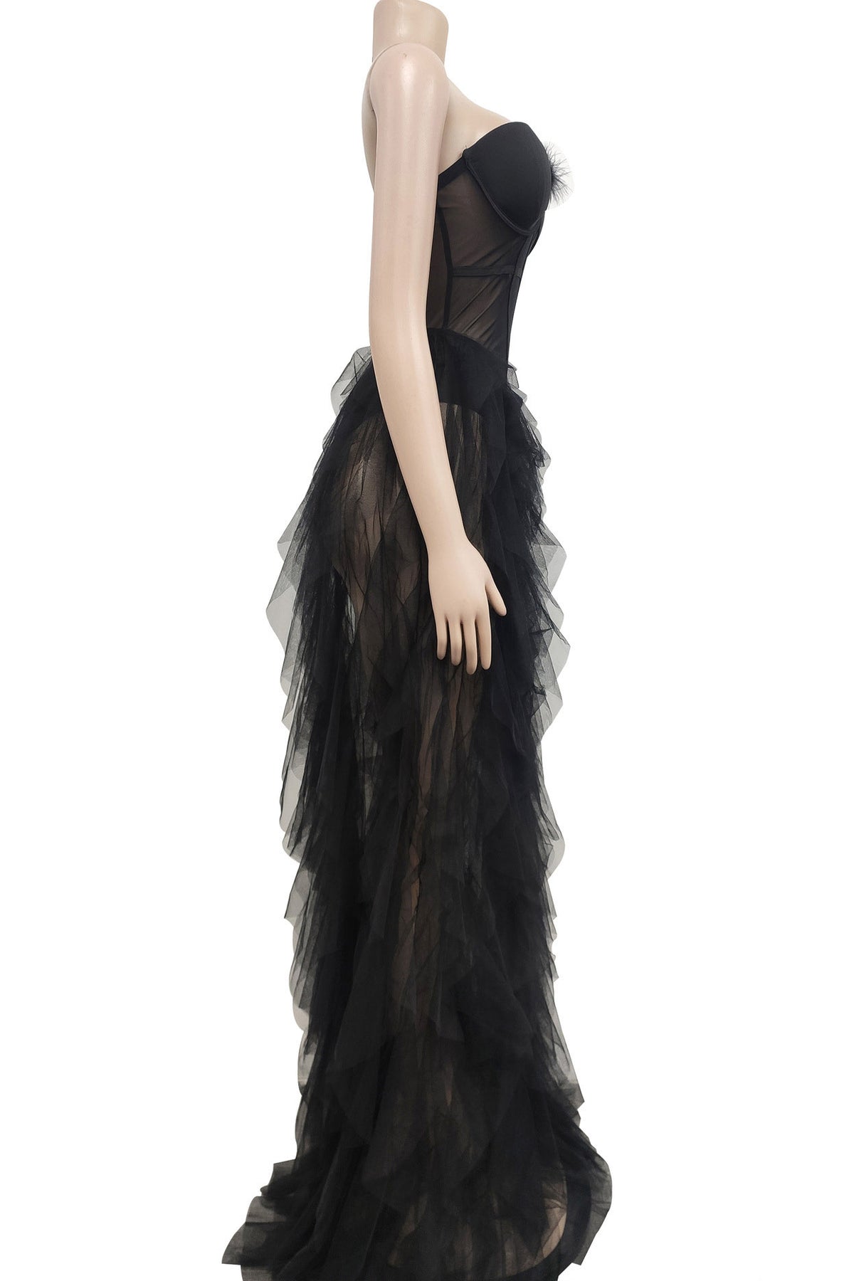 Strapless Corset Tulle Maxi Dress