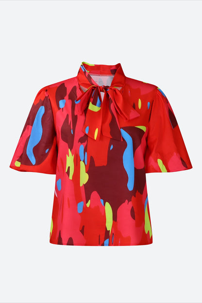 Tie Bow Colorblock Blouse