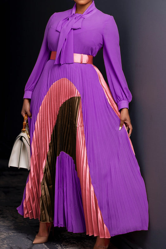 Long-Sleeved Top Elegant Pleated Dress