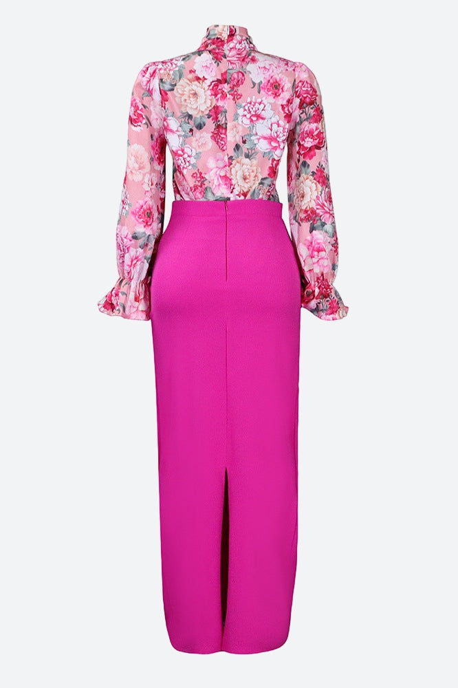 Floral Printed Blouse Skirt Set