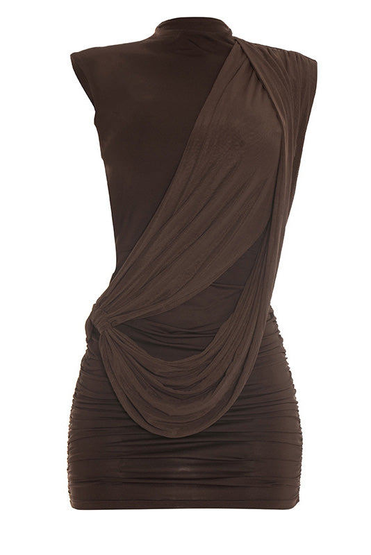 Asymmetrical Backless Tie Detail Dress