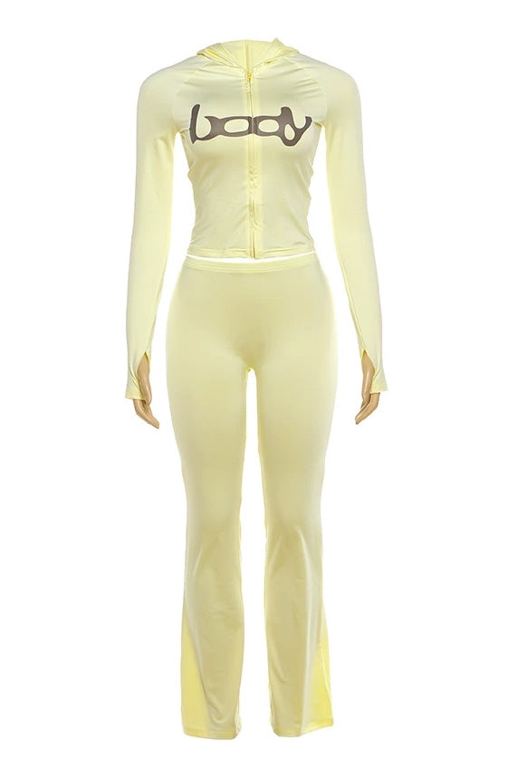 Zip Up Long Sleeve Top and Pants Set