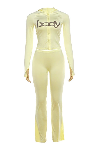 Zip Up Long Sleeve Top and Pants Set