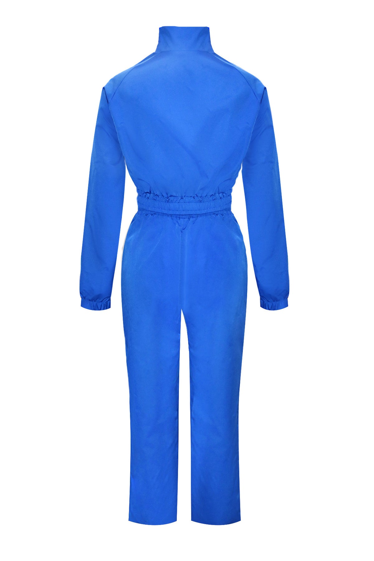 Zip-Front Piped Top & Wide-Leg Pants Set