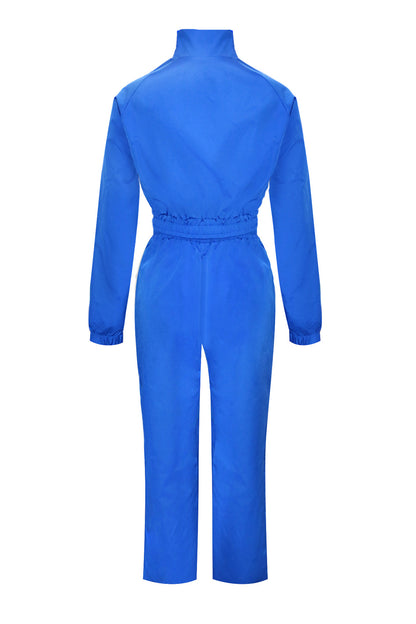 Zip-Front Piped Top & Wide-Leg Pants Set