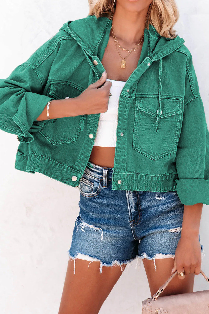 Loose Fit Hooded Denim Jacket