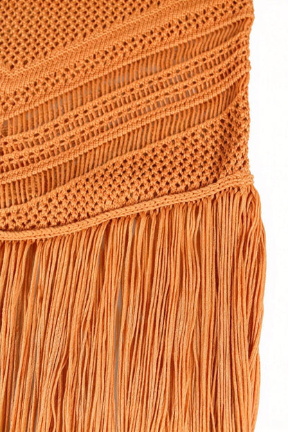 Strapless Crochet Fringe Maxi Dress