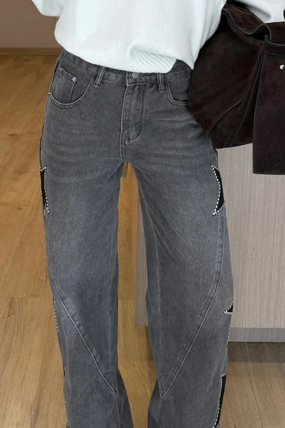 Casual Pocket Wide-Leg Jeans