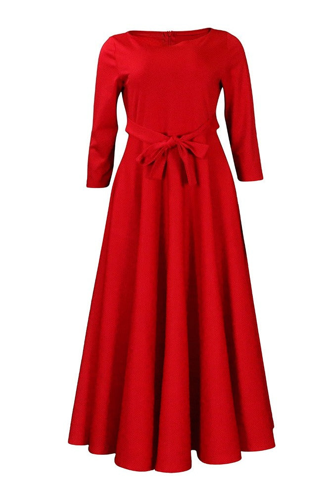 Elegant Tie-Waist A-Line Maxi Dress