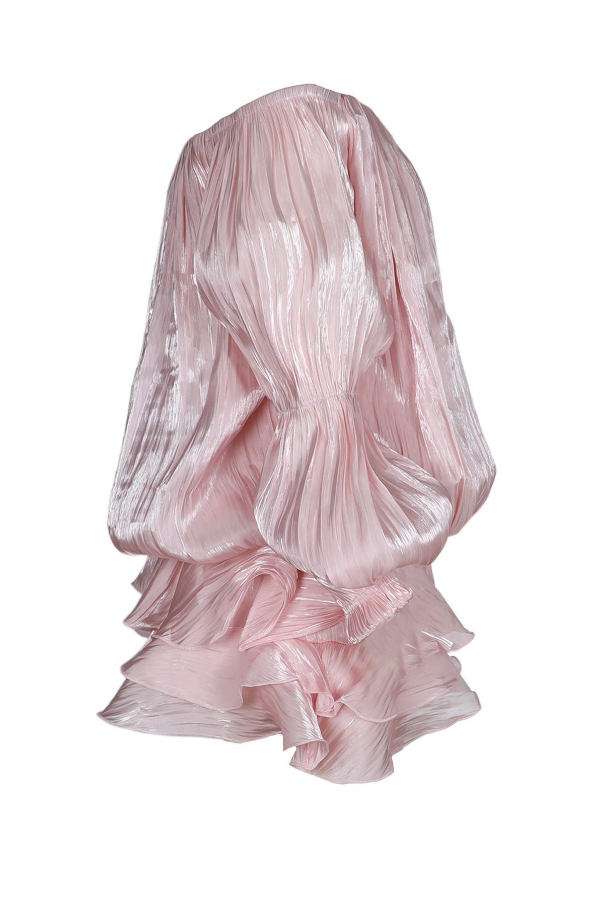 Plisse Off-Shoulder Tiered Mini Dress