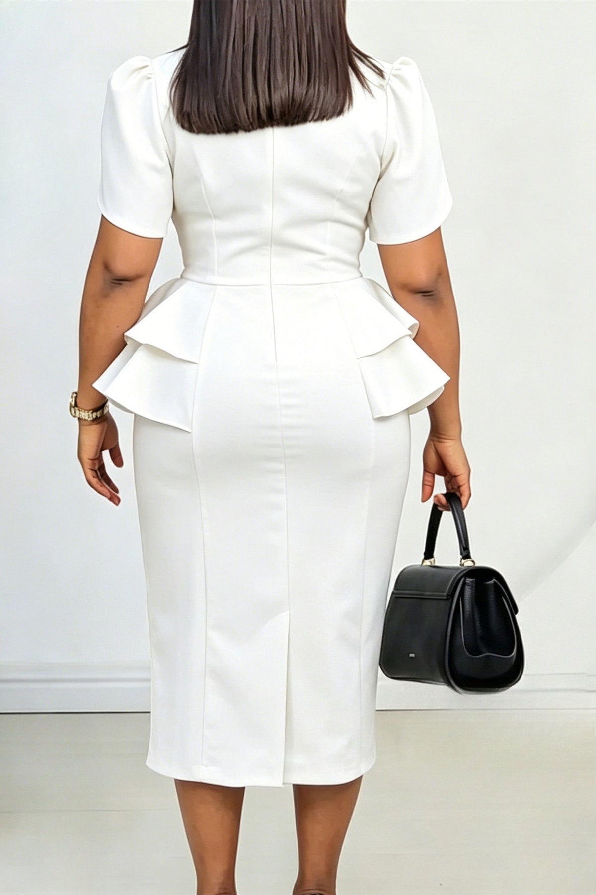 Tailored Asymmetrical Belted Midi Dress