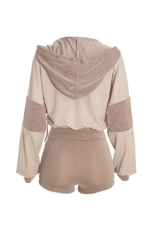 Contrast-Panel Zip Hoodie & Shorts Set