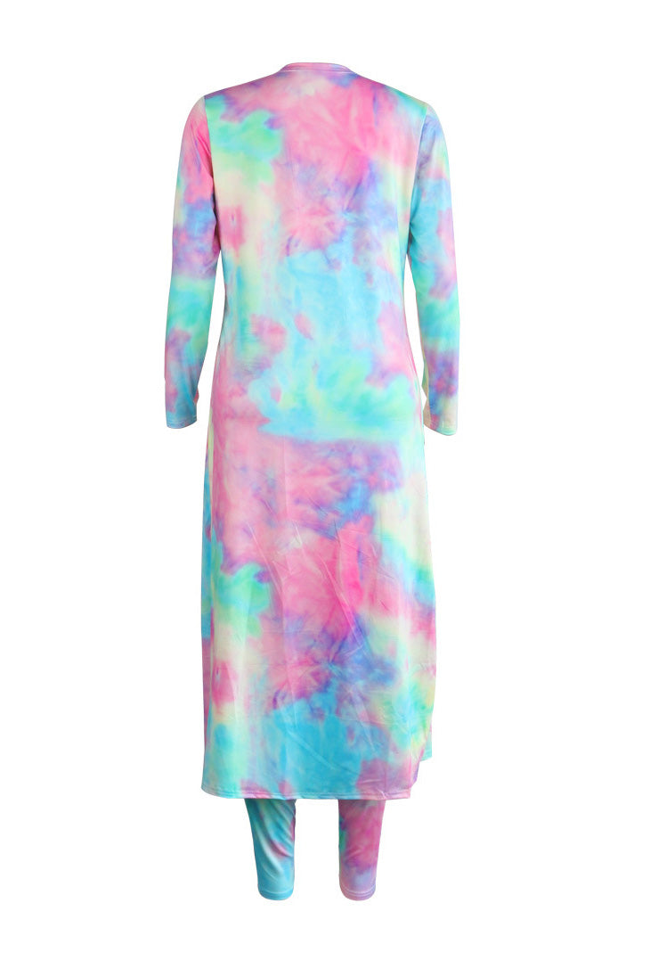Printed Pants with Long Cardigan Set