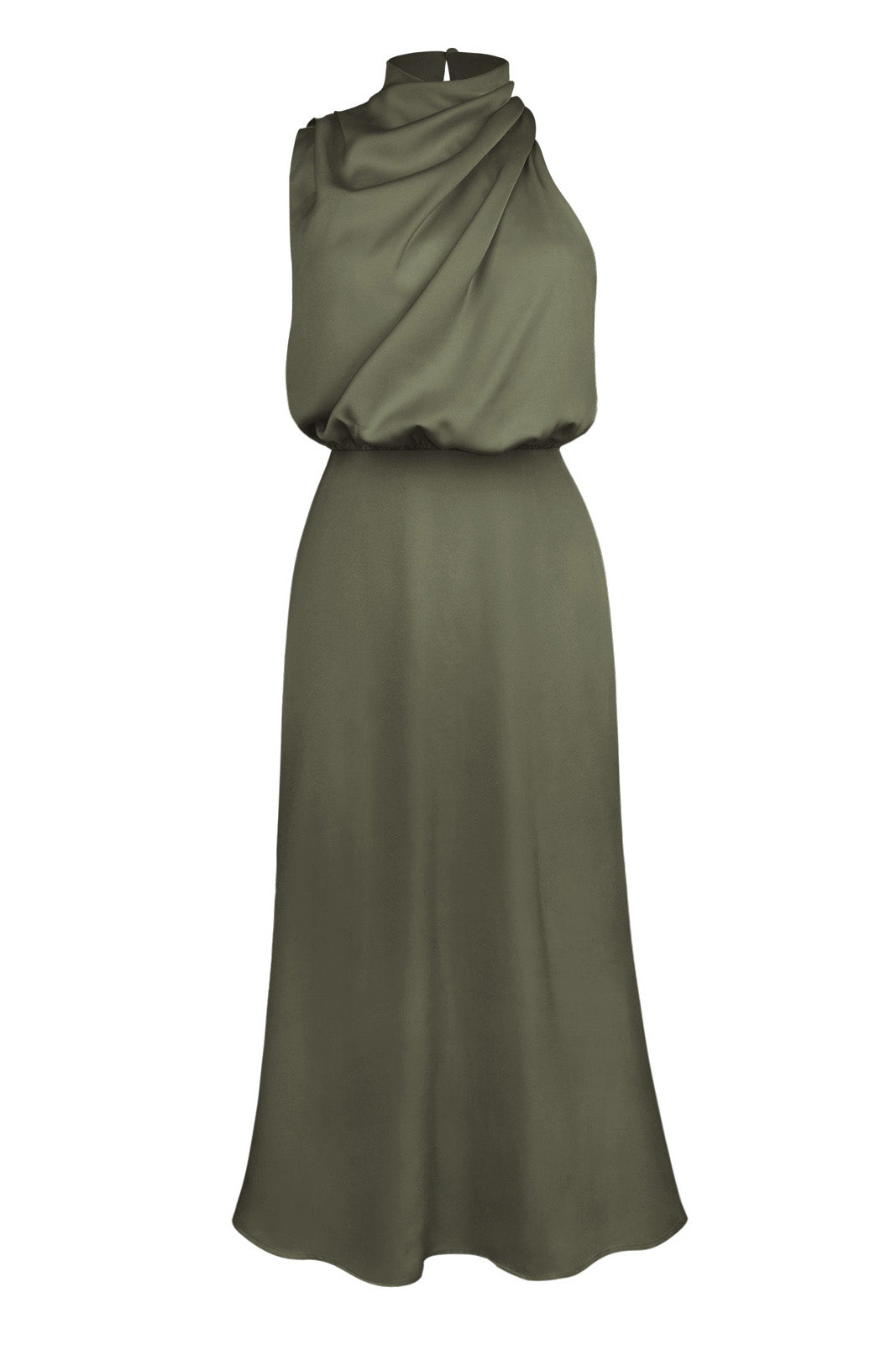 Satin Mock-Neck Slip Dress