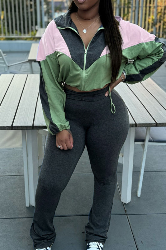 Colorblock Zip Top & Pants Set