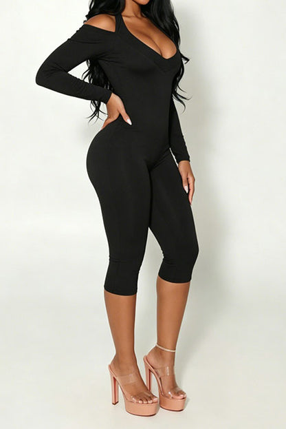 Snake-Print Halter Capri Jumpsuit