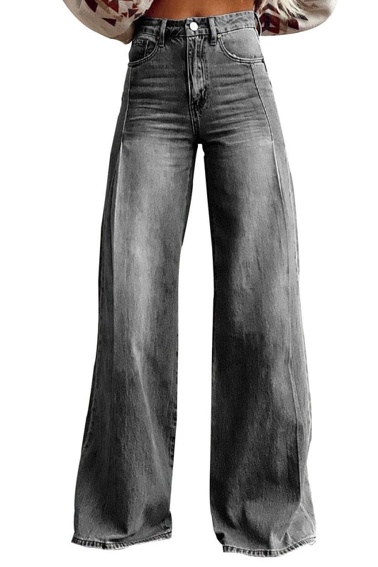 Vintage High Waist Wide Leg Floor Length Jeans