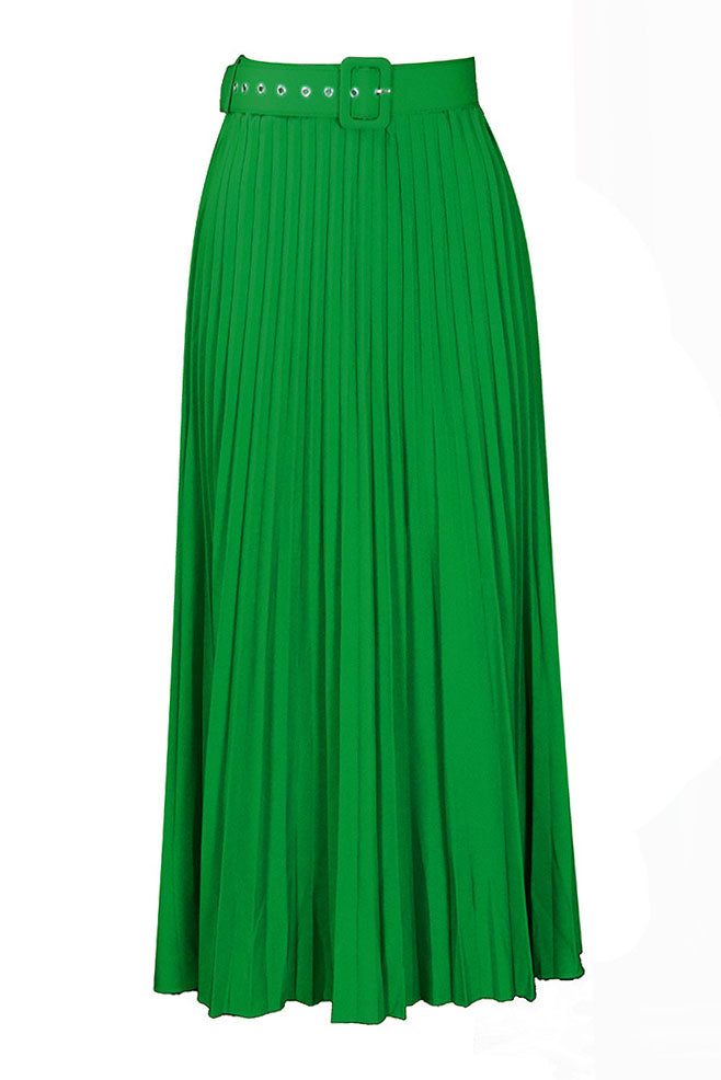 High Waist Pleated Midi Skirt