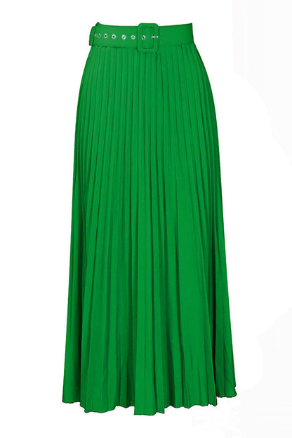 High Waist Pleated Midi Skirt
