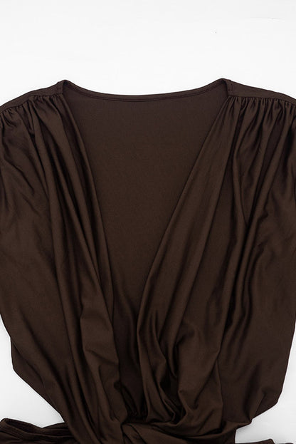 Twist-Front Cutout Long-Sleeve Mini Dress
