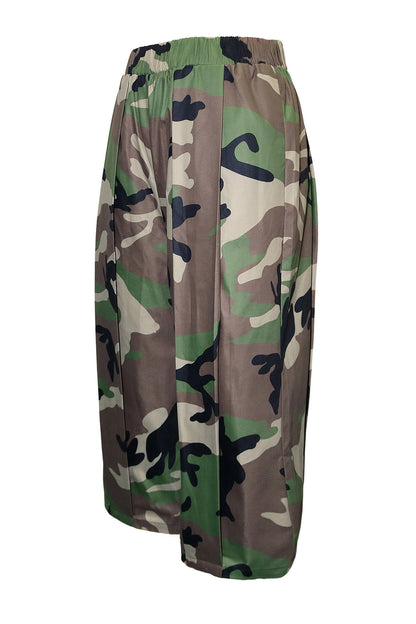 High-Waist Pleated Wide Leg Cropped Pants