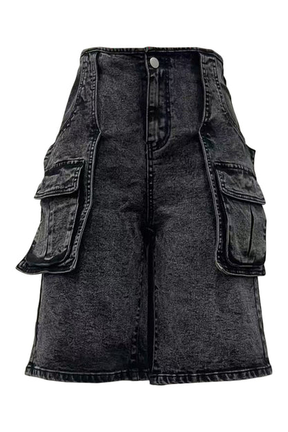 Retro Cargo Denim Shorts