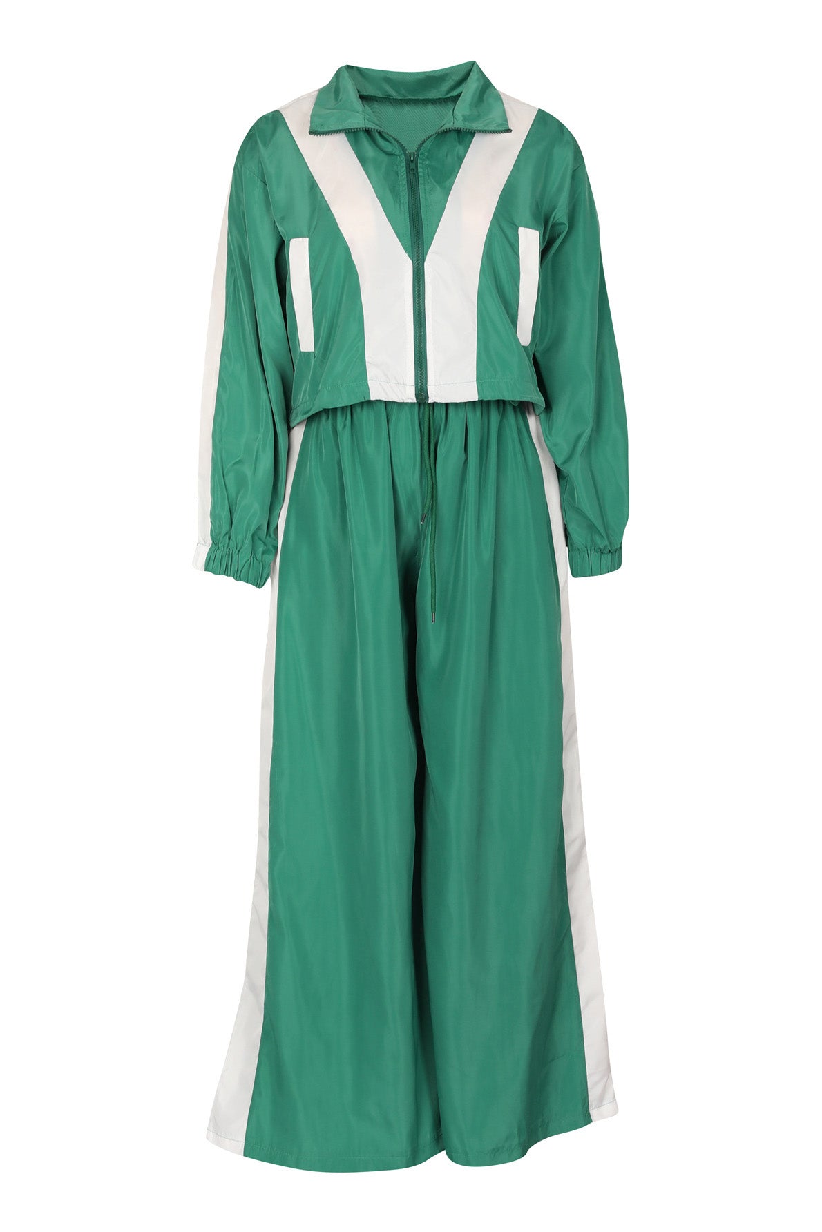 Color-Block Windbreaker & Wide-Leg Set