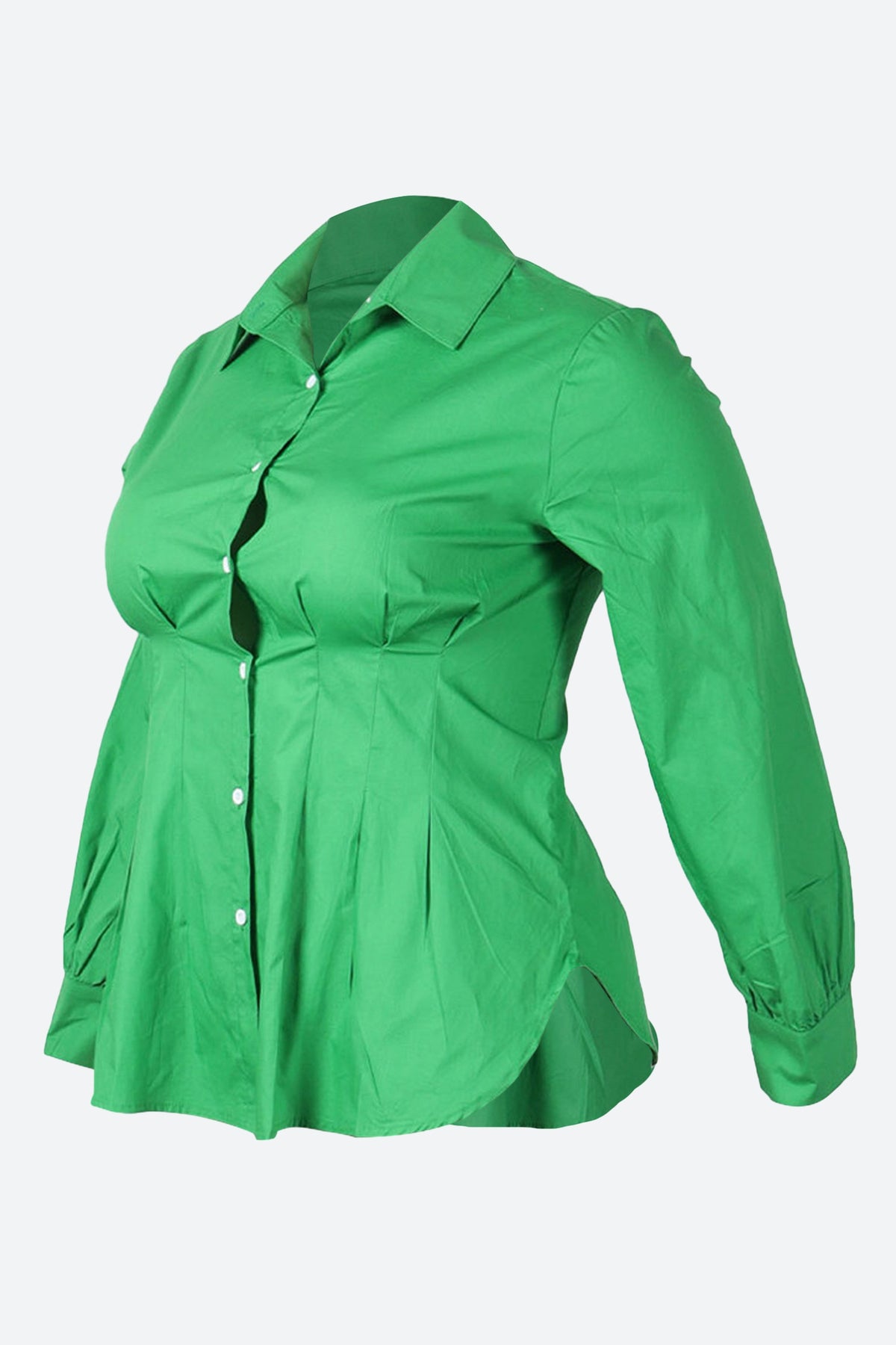 Collar Button Long Sleeve Blouse