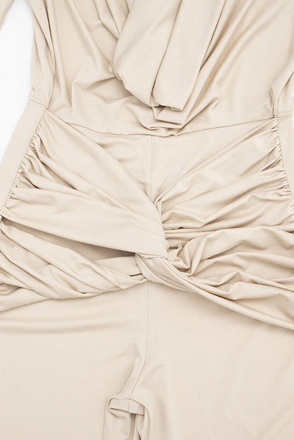Cowl-Neck Twist-Front Wide-Leg Jumpsuit