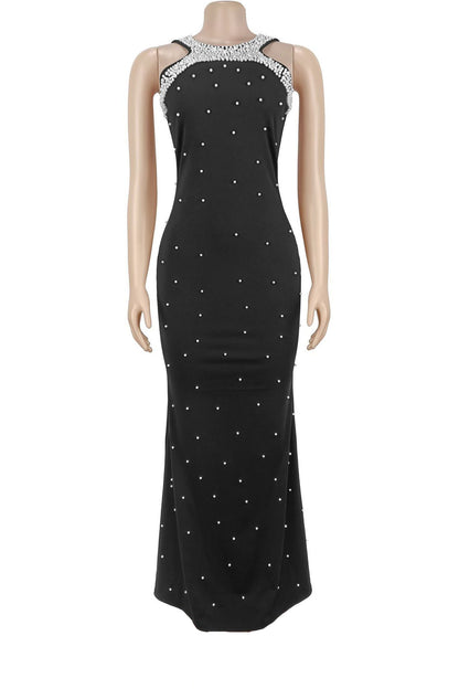 Embellished Halter Maxi Gown