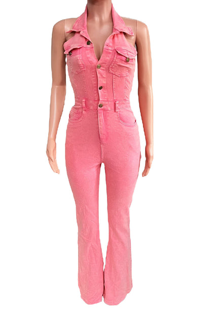 Sleeveless Denim Jumpsuit