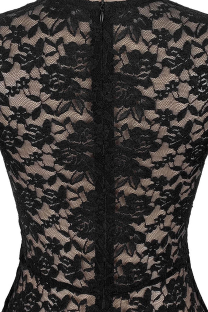Sheer Lace Long-Sleeve Cutout Jumpsuit