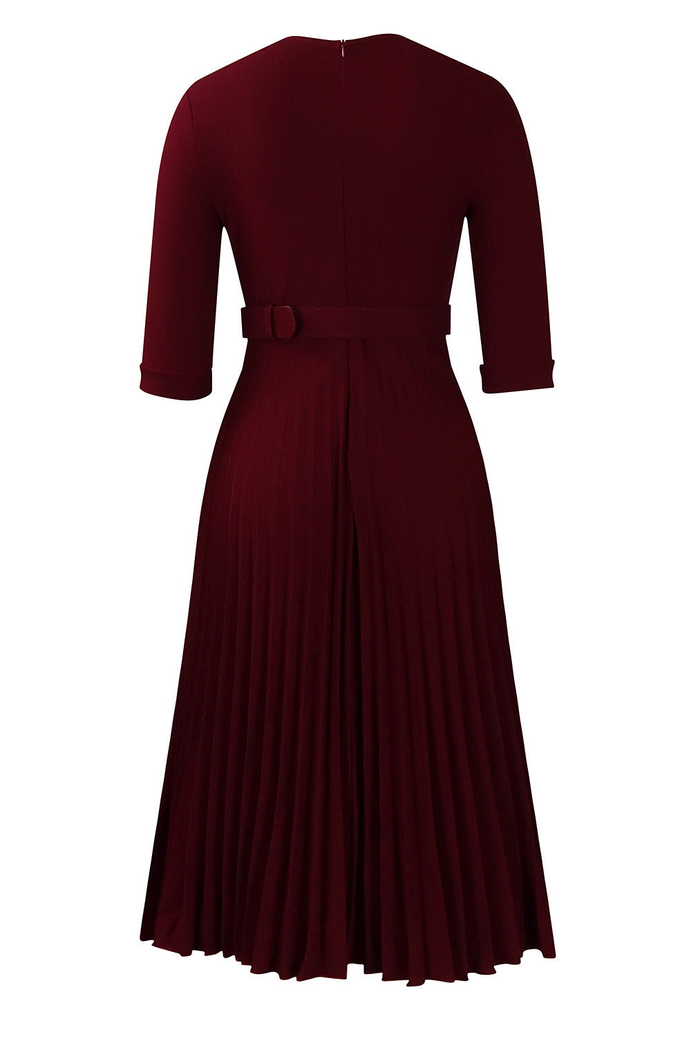Pleated A-Line Blazer Midi Dress with Belt
