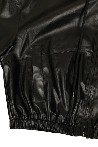 Leather-Look Hooded Jacket & Bermuda Shorts Set