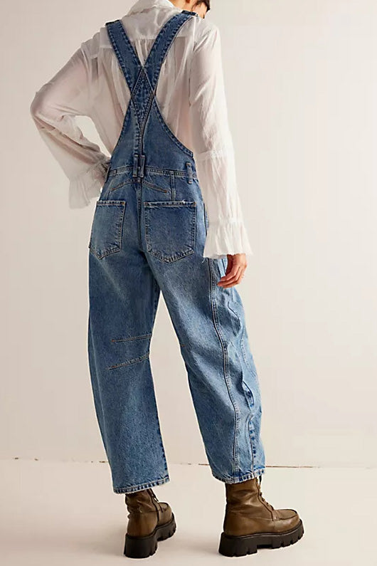 Vintage Washed Loose Fit Overalls Jumpsuit