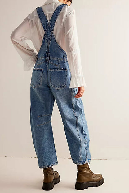 Vintage Washed Loose Fit Overalls Jumpsuit