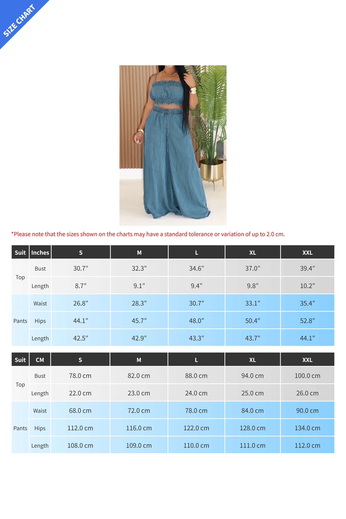 Smocked Crop Top & Wide Leg Pants Set