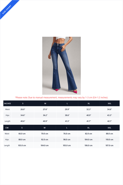 High Rise Double Button Flare Jeans