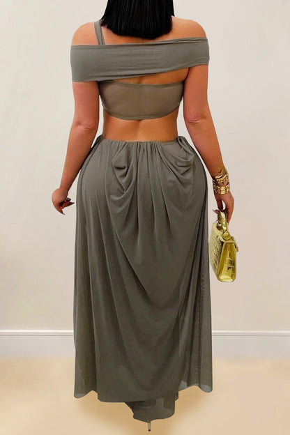 Off-Shoulder Cutout Maxi Dress