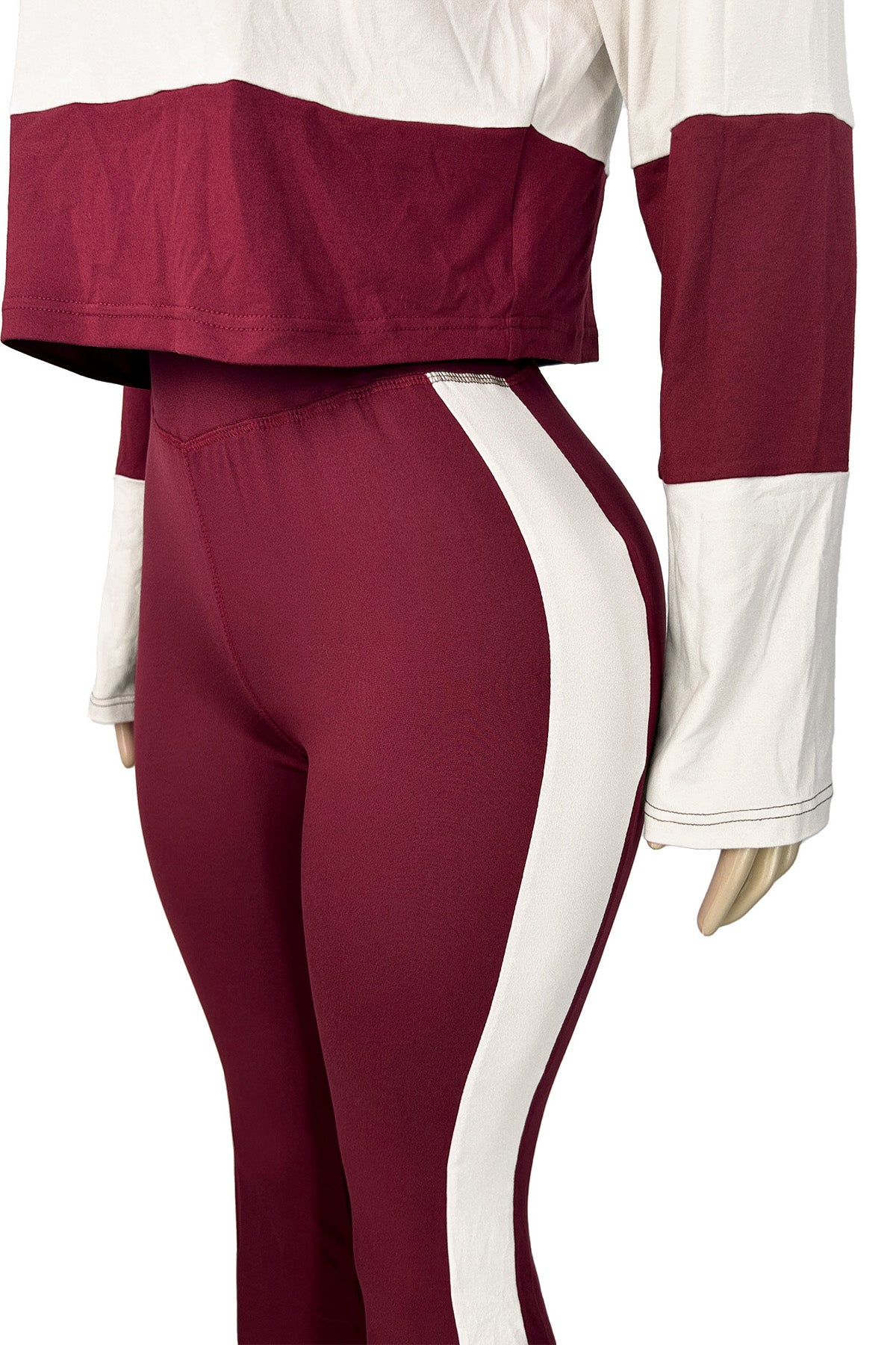 Colorblock Polo Top & Flare Pants Set
