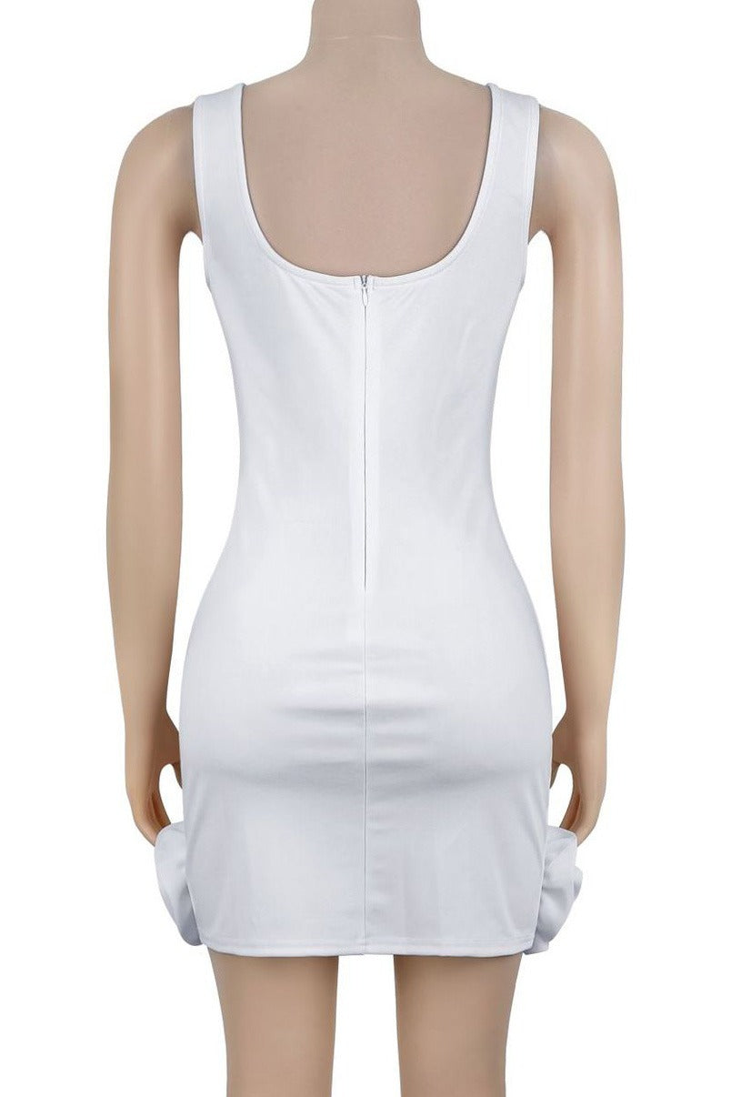 Rhinestone 3D Rosette Hem Mini Dress