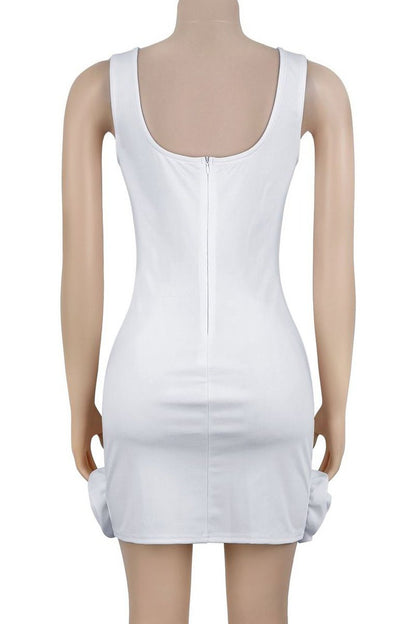 Rhinestone 3D Rosette Hem Mini Dress