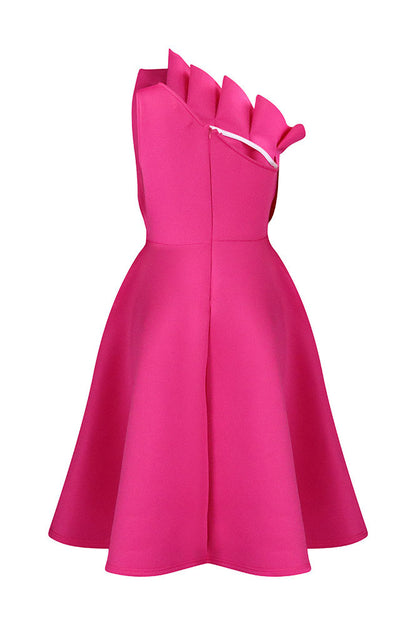 Pleated Asymmetric Cut Long Dress