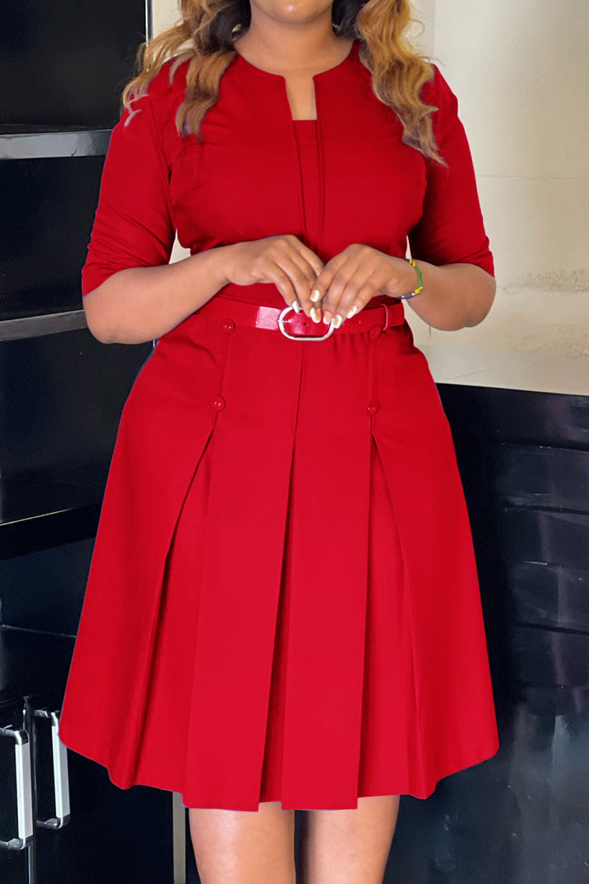Solid Color Midi Dress