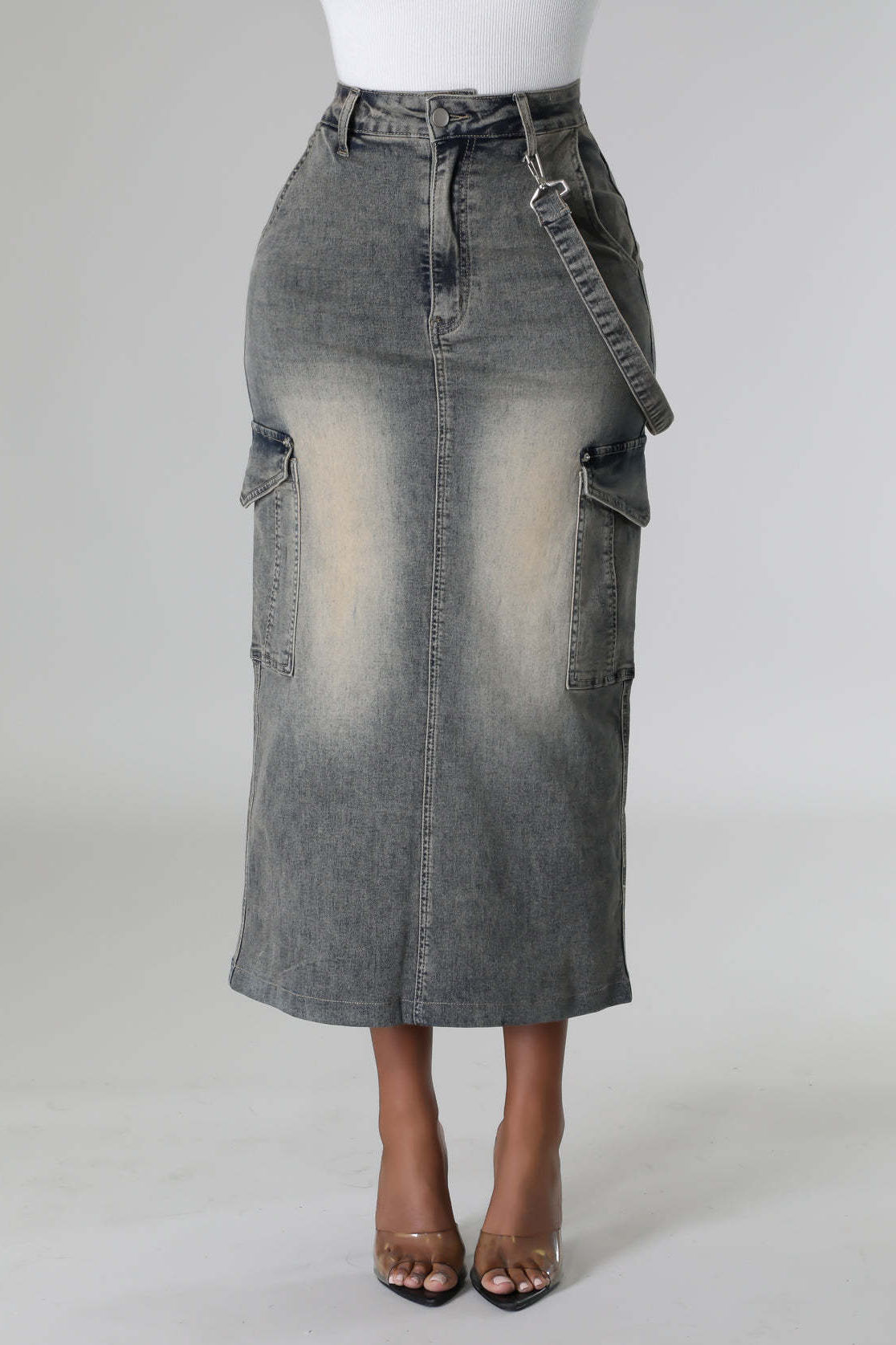 Denim Cargo Skirt