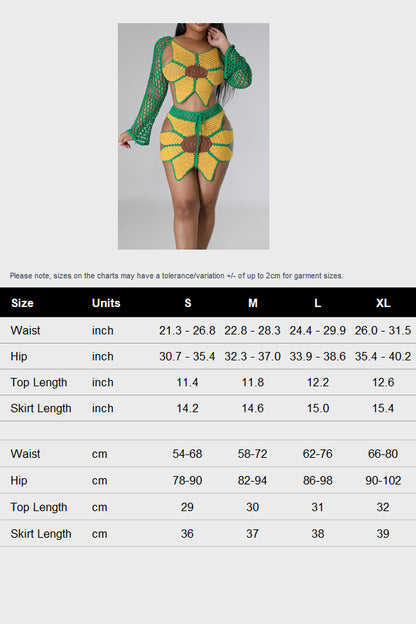 Sunflowers & Sunset Crochet Skirt Set